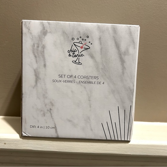 NWT 4-Piece CHIC & TONIC S/4 Moroccan Inspired, Round, Stoneware Coasters Set - Picture 6 of 7